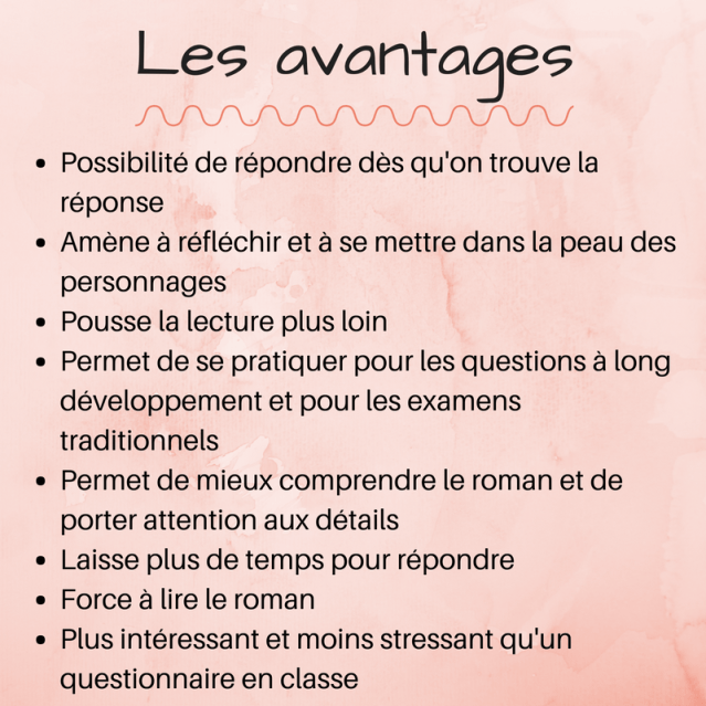 Les avantages journal de lecture